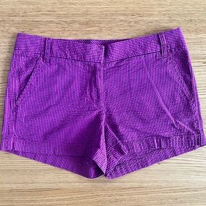 JCREW  Womens Seersucker Shorts Magenta and Navy Stripe Size 6